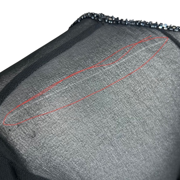 Vintage Beaded Fairy Top Black Sheer Open Whimsigoth Evening Top Jkara L - Picture 10 of 14